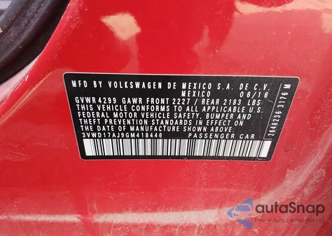 2016 Volkswagen Jetta 1.8T Sport from USA, damaged, VIN 3VWD17AJ9GM418446